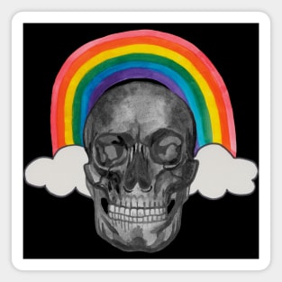 Bnw Skull human head with rainbow Magnet